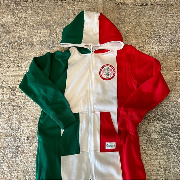 Tipsy Elves Novelty Jumpsuit Mexico Long Sleeve Onesie Large Logo Flag Eagle Men - Picture 8 of 11